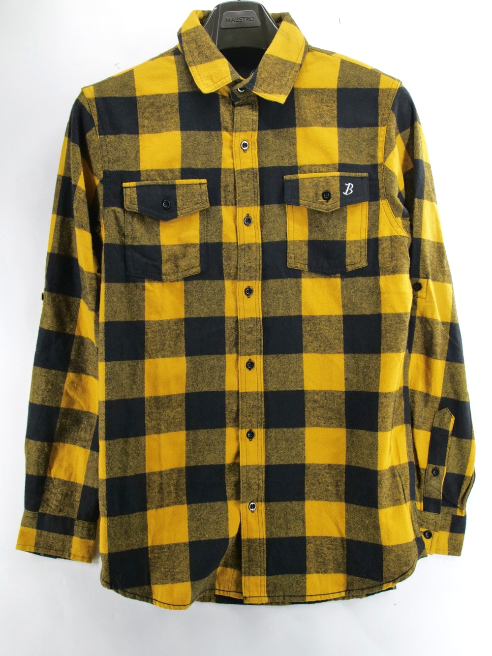 Boston Scally Cap BSC The Goon Flannel Mens Small Yellow Black Plaid